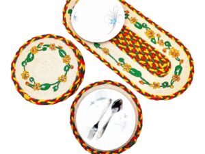 7-Piece Jute Placemat and Table Runner Set – Beige