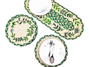 7-Piece Jute Placemat and Table Runner Set – Natural