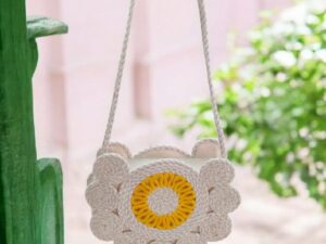 Color Block Jute Handbag – Blue & Beige