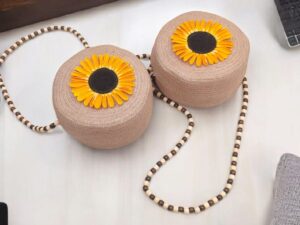 Jute Tote Bag – Black Base with Handles